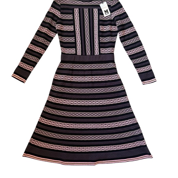 M Missoni Signature Knit Long Sleeve A-Line Dress Purple Pink  Size IT 44 /US 8 - Picture 7 of 9